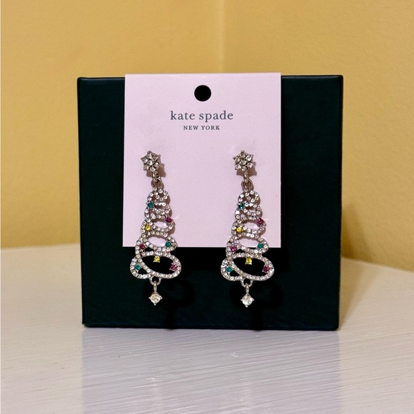 kate spade Jewelry - Kate Spade Colorful Christmas Tree Crystal Drop Earrings
